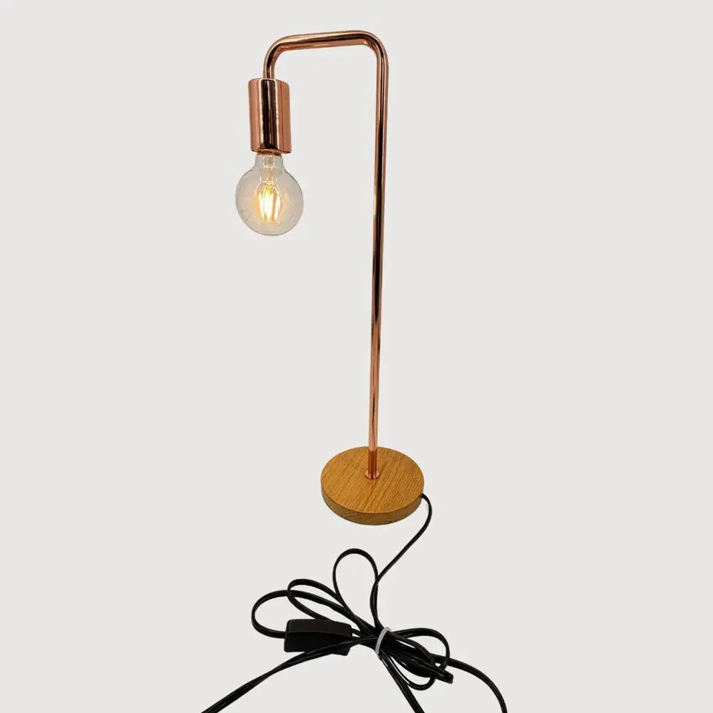 West Elm Mid-Century Modern Table Lamp Rose Gold Wood Base